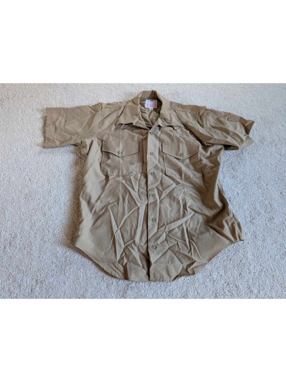 VTG Creighton Shirt Men Large Beige Polyester Wool Blend USMC Marines Movie Prop